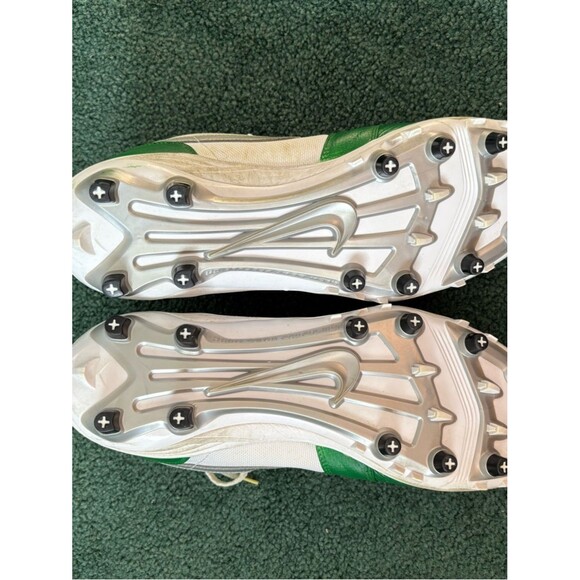 Nike custom Jordan 1 Green & White Cleats with Silver Swoosh main image 7